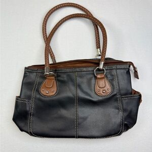 Relic Black and Brown Shoulder Bag with Double Handles